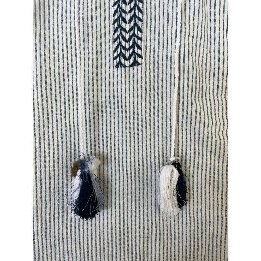J. Jill Embroidered Pinstripe Tunic Dress sz L Coastal Coverup Vacation Bohemian - Picture 4 of 9